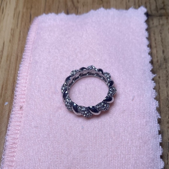 EXPRESS Twisted Silver-Tone Pave Ring- size 6 - Picture 2 of 2